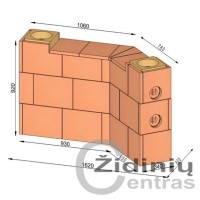 Wolfshoher dūmų kanalų sistema N+F iš krosninio šamoto W-4,8/3,1 Plius 135°