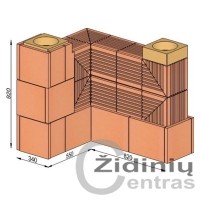 Wolfshoher dūmų kanalų sistema N+F iš krosninio šamoto W-4,8/3,1 Alfa 90°