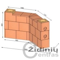 Wolfshoher dūmų kanalų sistema N+F iš krosninio šamoto W-5,6/3,5 Plius 135°