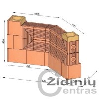 Wolfshoher dūmų kanalų sistema N+F iš krosninio šamoto W-5,6/3,5 Alfa 135°