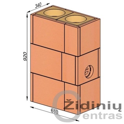Wolfshoher dūmų kanalų sistema N+F iš krosninio šamoto W-1,6/1,3 Plius