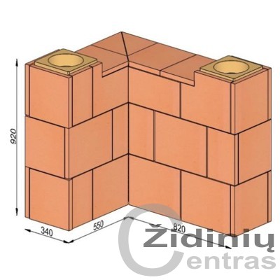 Wolfshoher dūmų kanalų sistema N+F iš krosninio šamoto W-4,8/3,1 Plius 90°