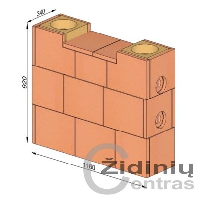 Wolfshoher dūmų kanalų sistema N+F iš krosninio šamoto W-3,2/2,2 Plius