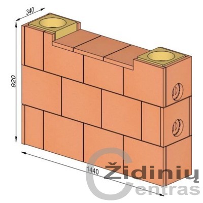 Wolfshoher dūmų kanalų sistema N+F iš krosninio šamoto W-4,0/2,7 Plius